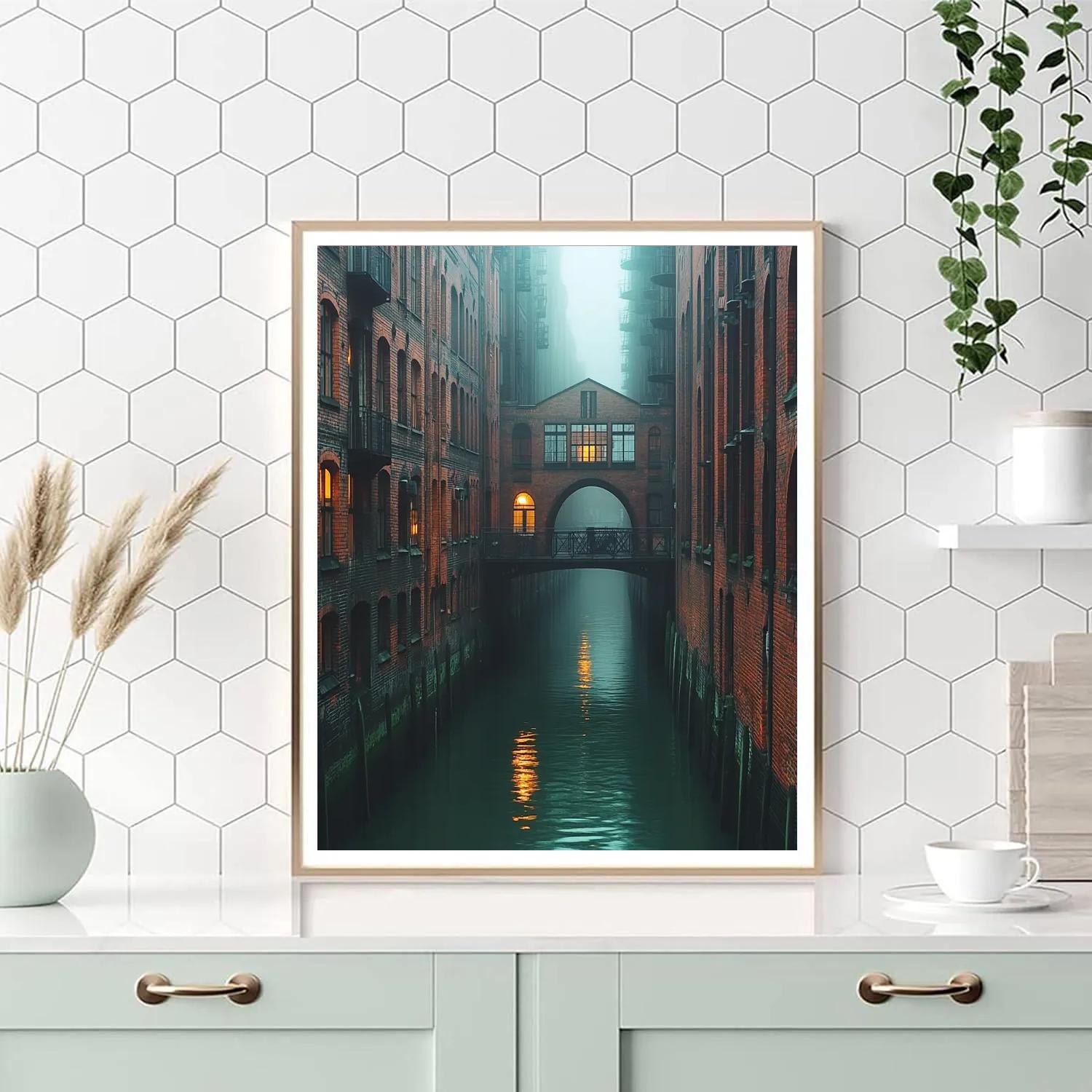 Historic Warehouse District Speicherstadt Hamburg Germany Painting by numbers kit