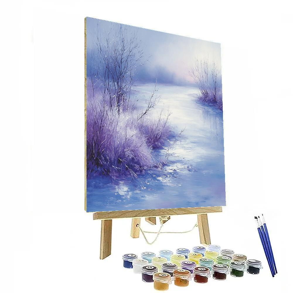 Claude Monet Inspired Winter Pond With Frost paint by numbers