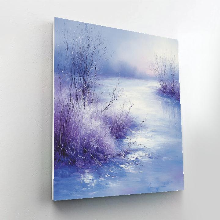 Claude Monet Inspired Winter Pond With Frost paint by numbers