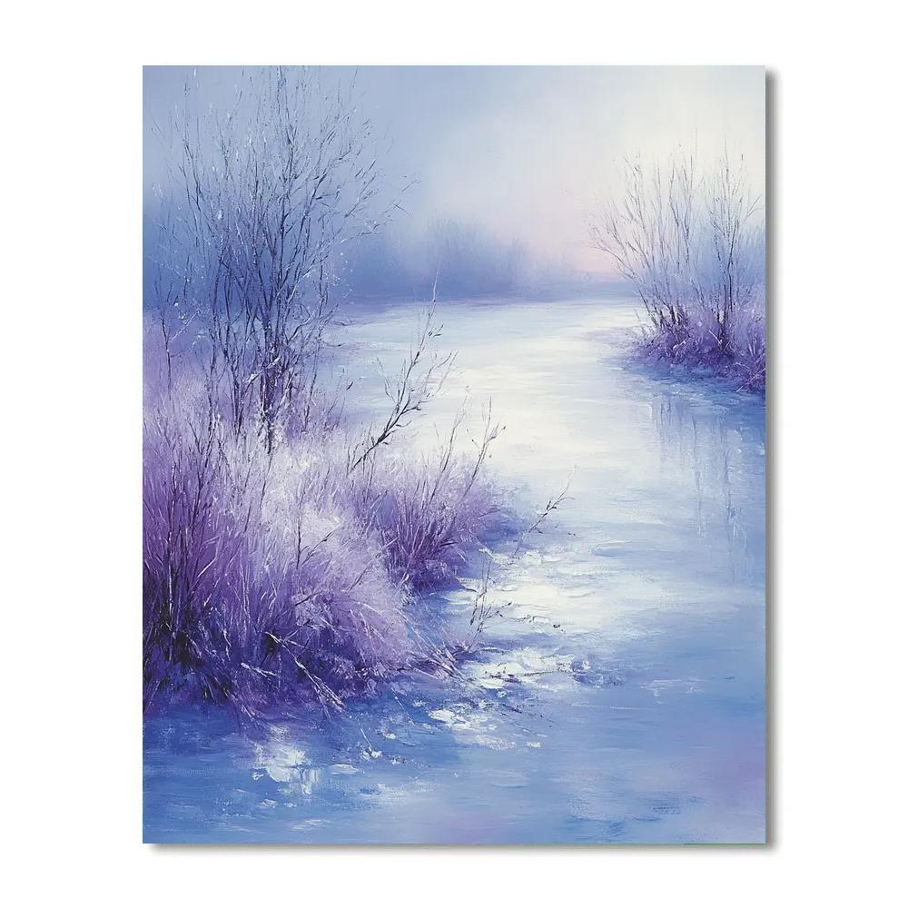 Claude Monet Inspired Winter Pond With Frost paint by numbers