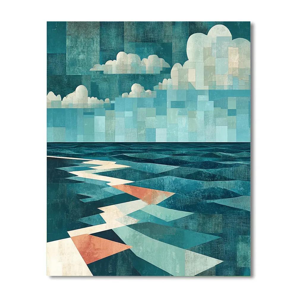 Pablo Picasso Inspired Fractured Lighthouse Coast Without The Lighthouse Paint by numbers kits