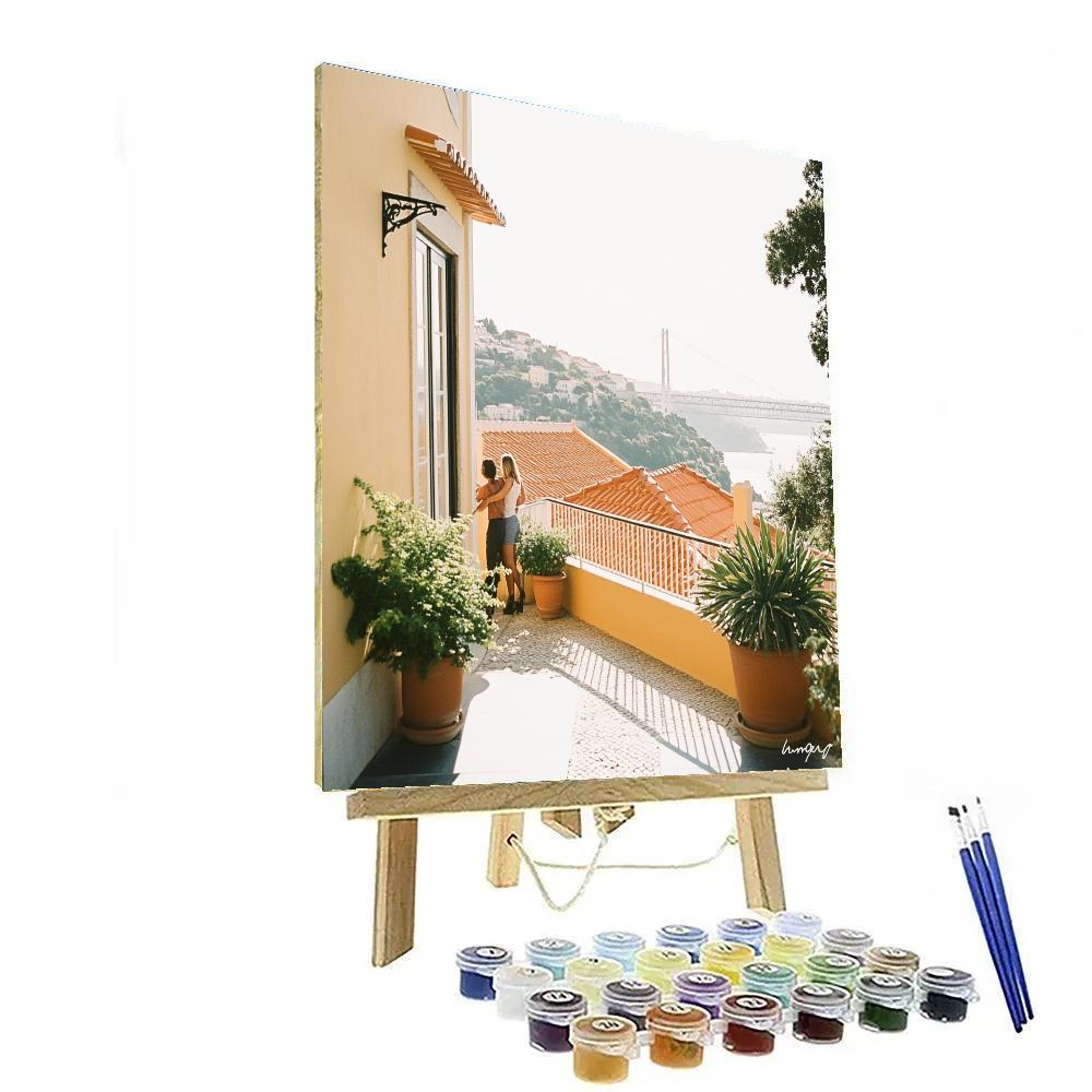 Clifftop City View From Miradouro Da Senhora Do Monte Lisbon Portugal paint by number