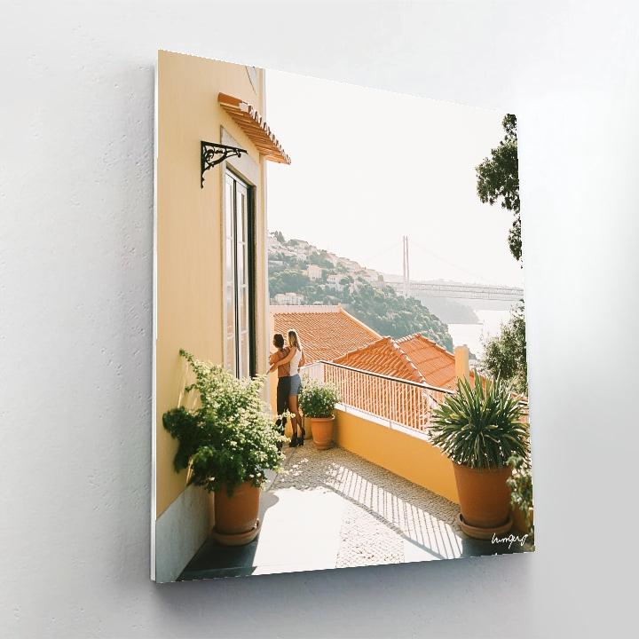 Clifftop City View From Miradouro Da Senhora Do Monte Lisbon Portugal paint by number