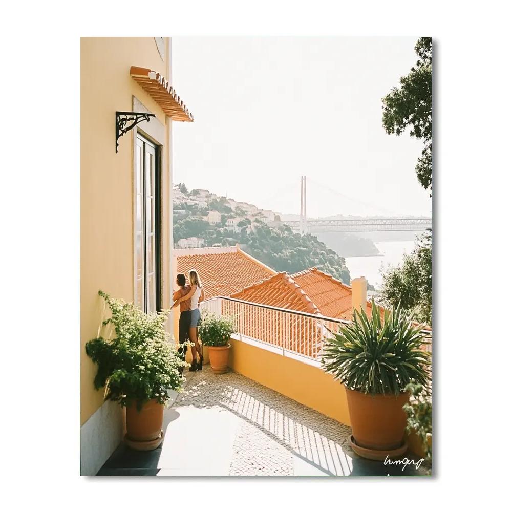 Clifftop City View From Miradouro Da Senhora Do Monte Lisbon Portugal paint by number