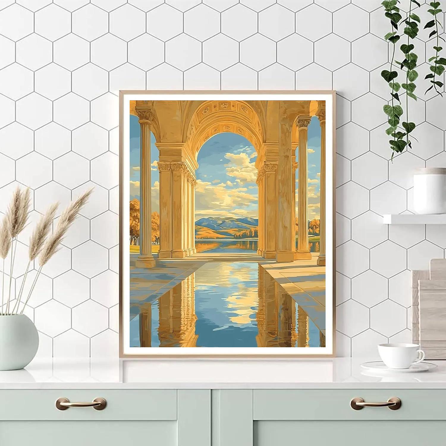 Raphael Inspired Aureate Archway Over Still Waters Paint by numbers kits
