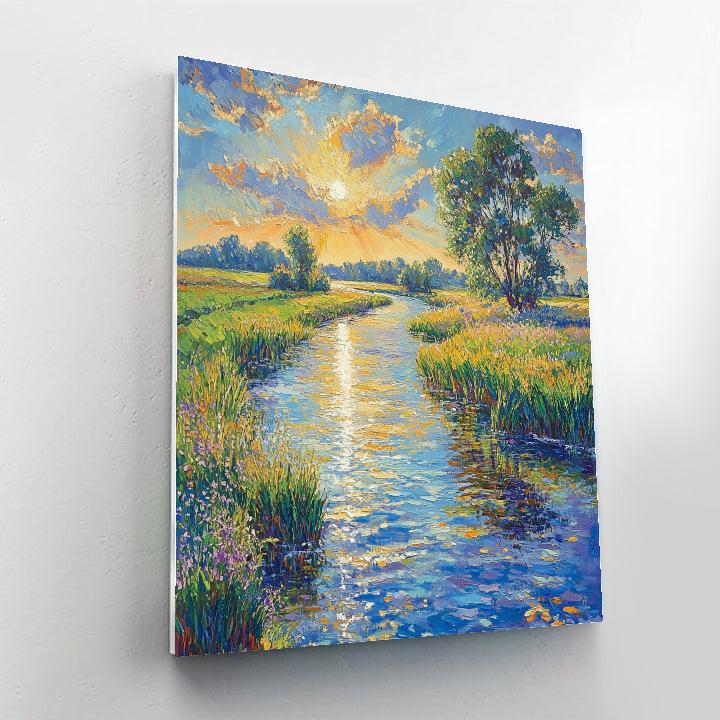 Claude Monet Inspired Sunlit Riverbend Afternoon paint by numbers