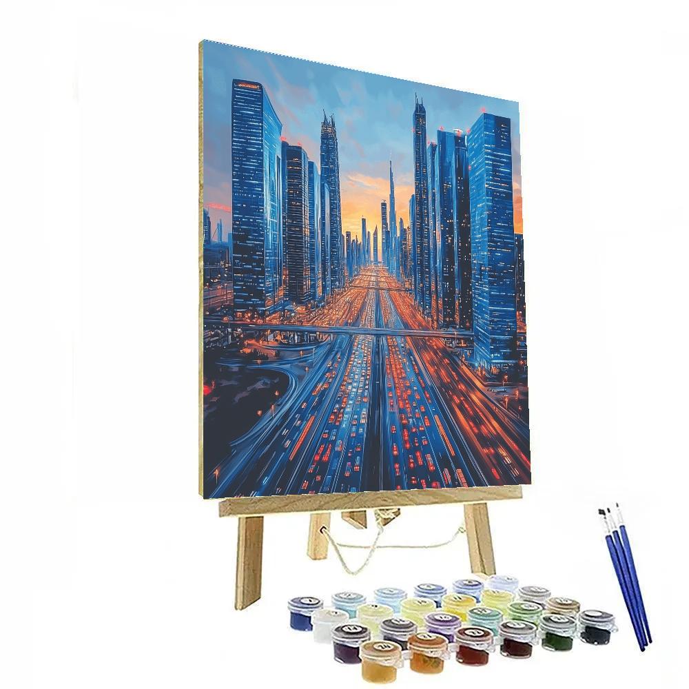 Urban Canyon Of Sheikh Zayed Road Dubai United Arab Emirates painting number kit