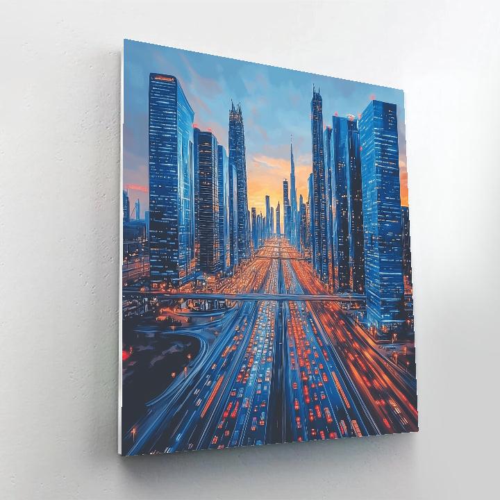 Urban Canyon Of Sheikh Zayed Road Dubai United Arab Emirates painting number kit