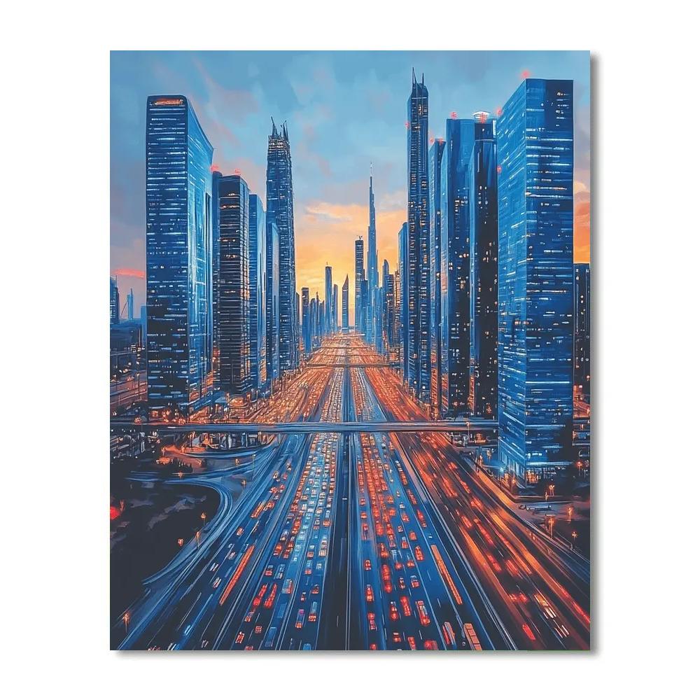 Urban Canyon Of Sheikh Zayed Road Dubai United Arab Emirates painting number kit