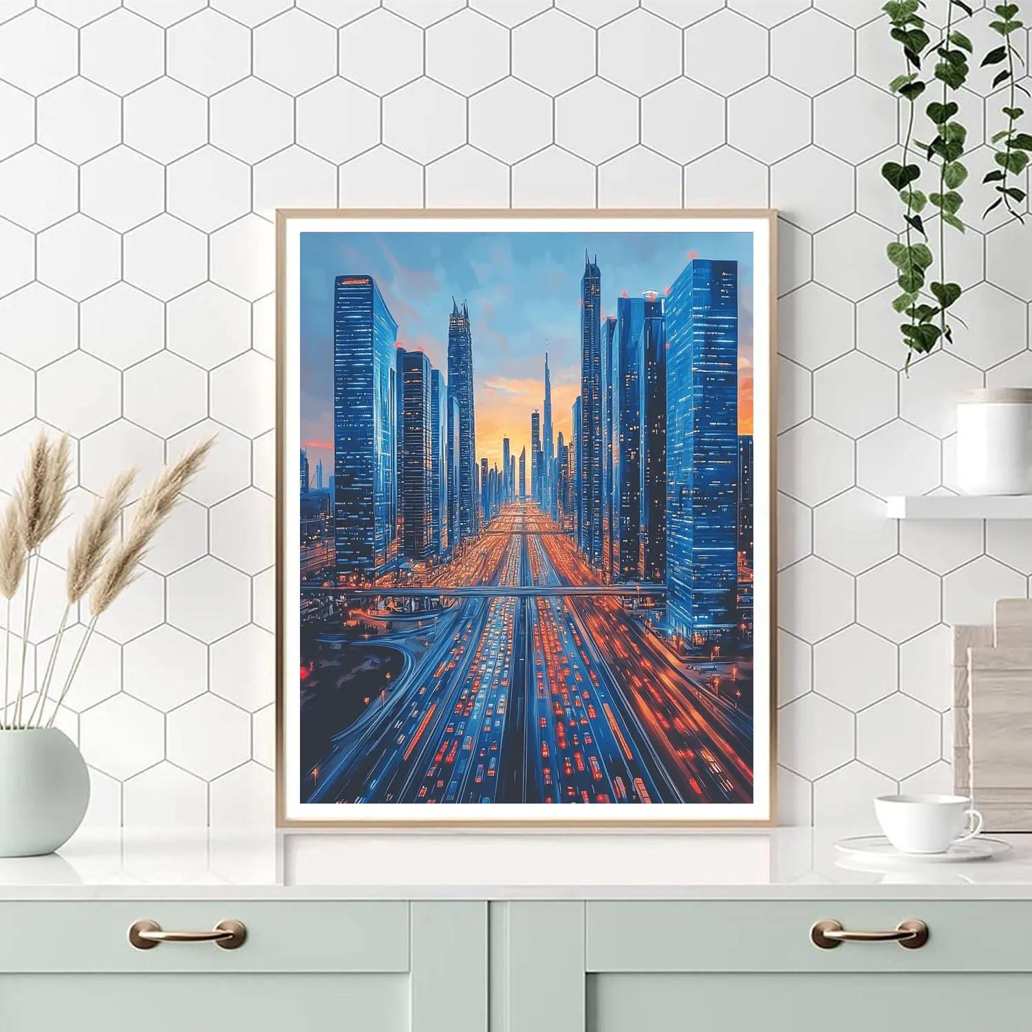 Urban Canyon Of Sheikh Zayed Road Dubai United Arab Emirates painting number kit