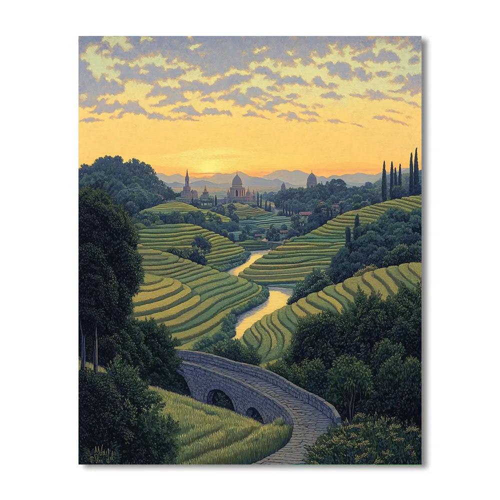 Raphael Inspired Dawn Over The Ordered Terraces Paint by numbers kits