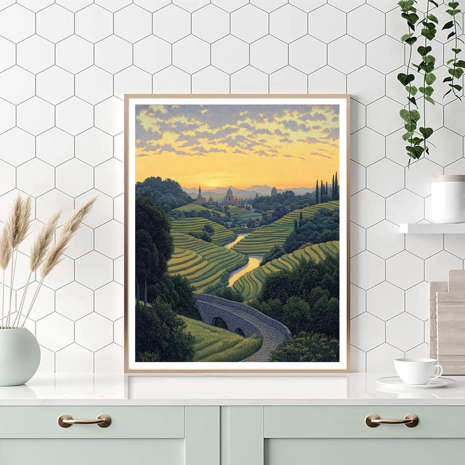 Raphael Inspired Dawn Over The Ordered Terraces Paint by numbers kits