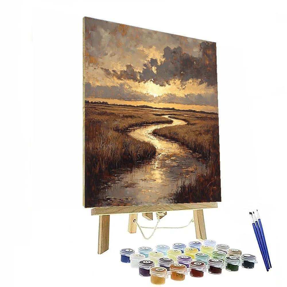 Rembrandt Inspired Sunbreak Over Peat Marsh Channels Paint by numbers kits