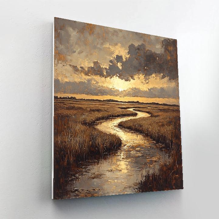 Rembrandt Inspired Sunbreak Over Peat Marsh Channels Paint by numbers kits