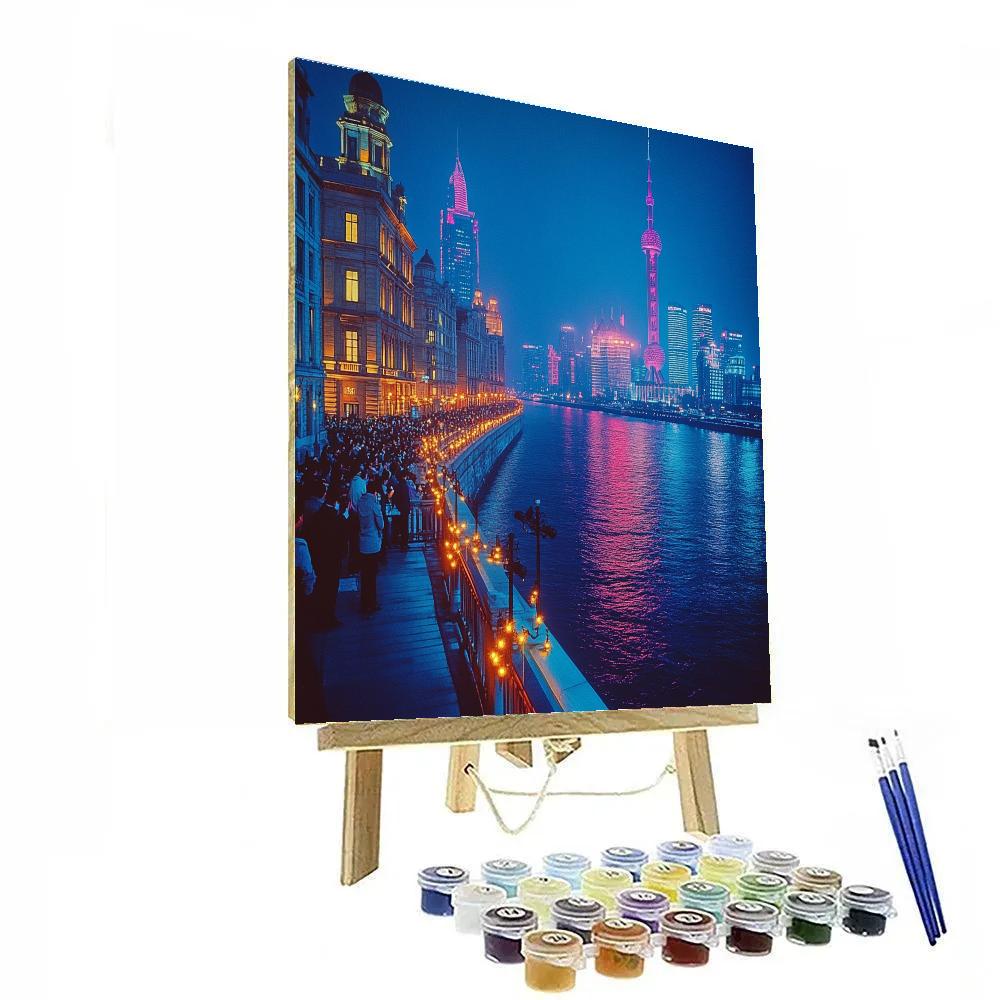 Riverside Skyline From The Bund Shanghai China Paint by numbers kits