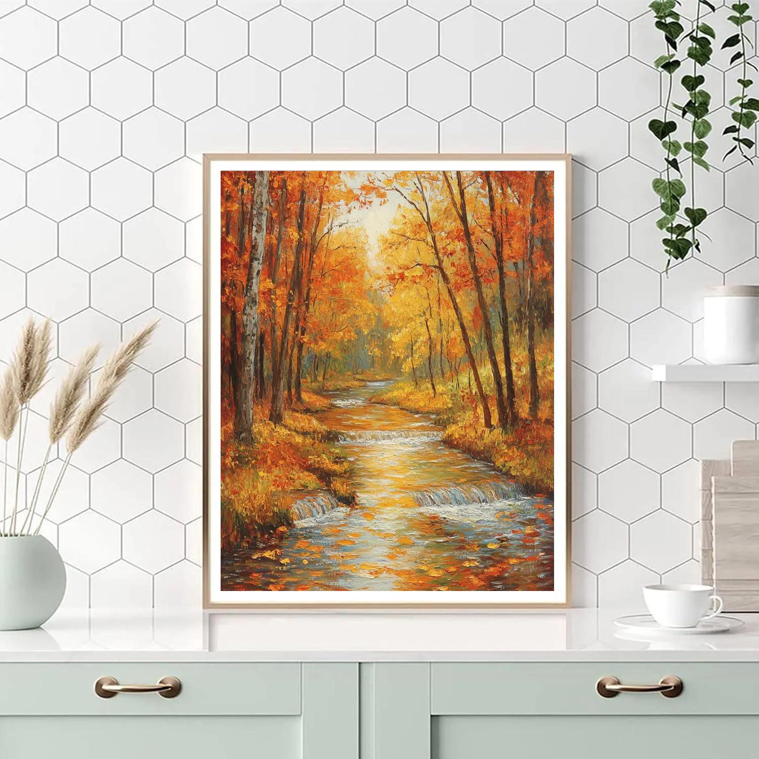 Claude Monet Inspired Autumn River Landscape Painting by numbers kit