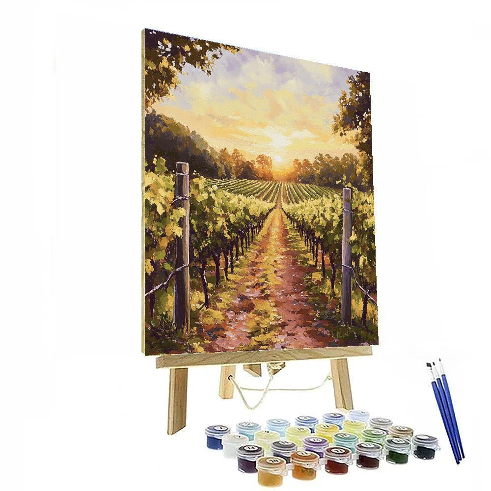 Claude Monet Inspired Sunrise Over Rolling Vines Number painting