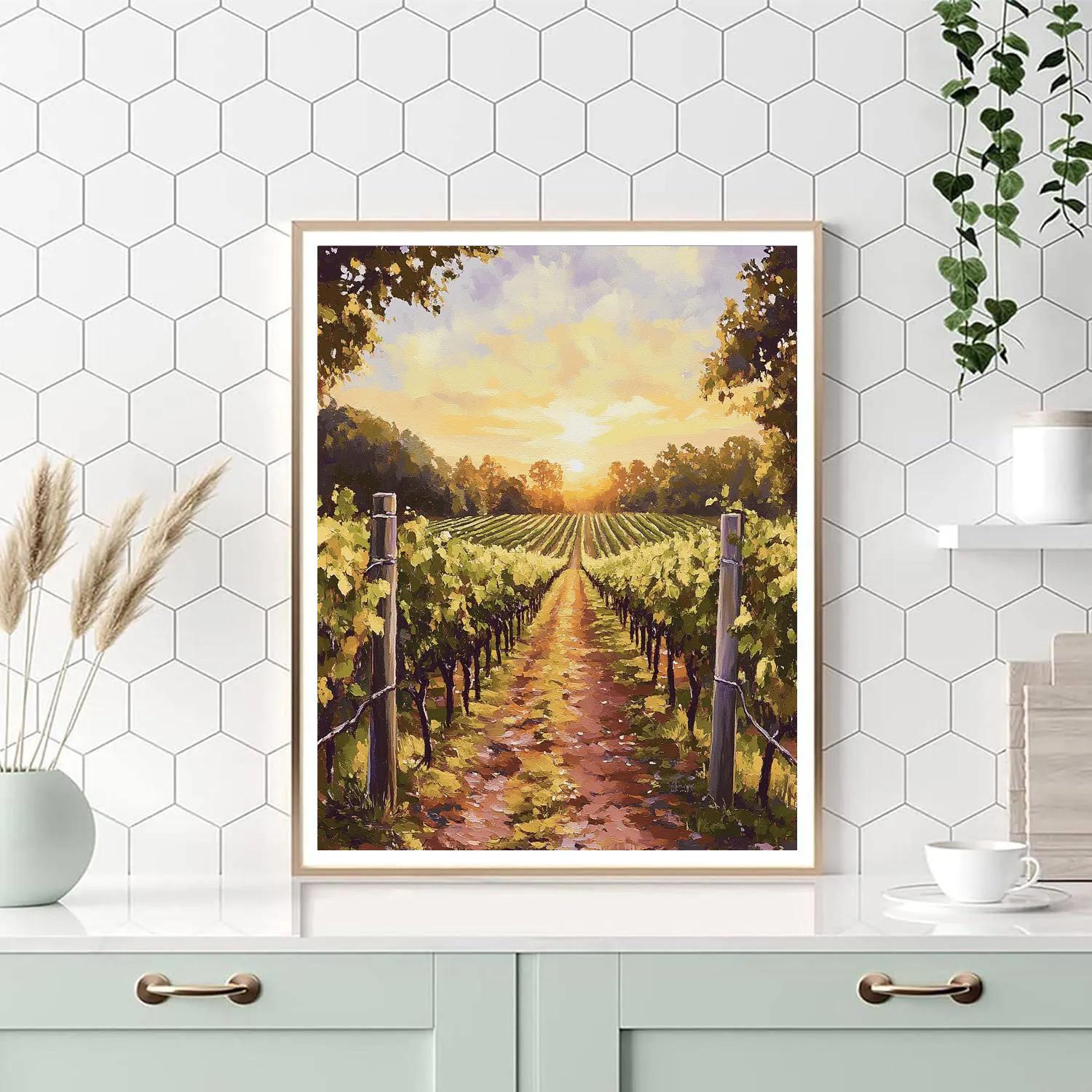 Claude Monet Inspired Sunrise Over Rolling Vines Number painting
