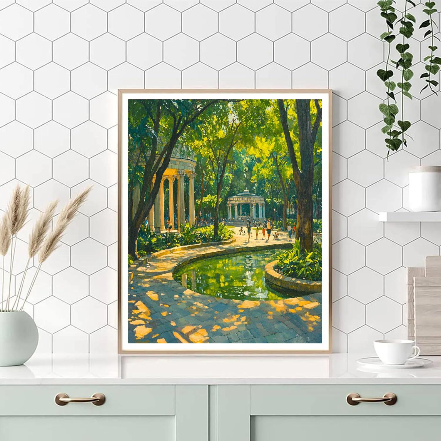 Garden Oasis Of Parque Mexico Mexico City Mexico painting number kit