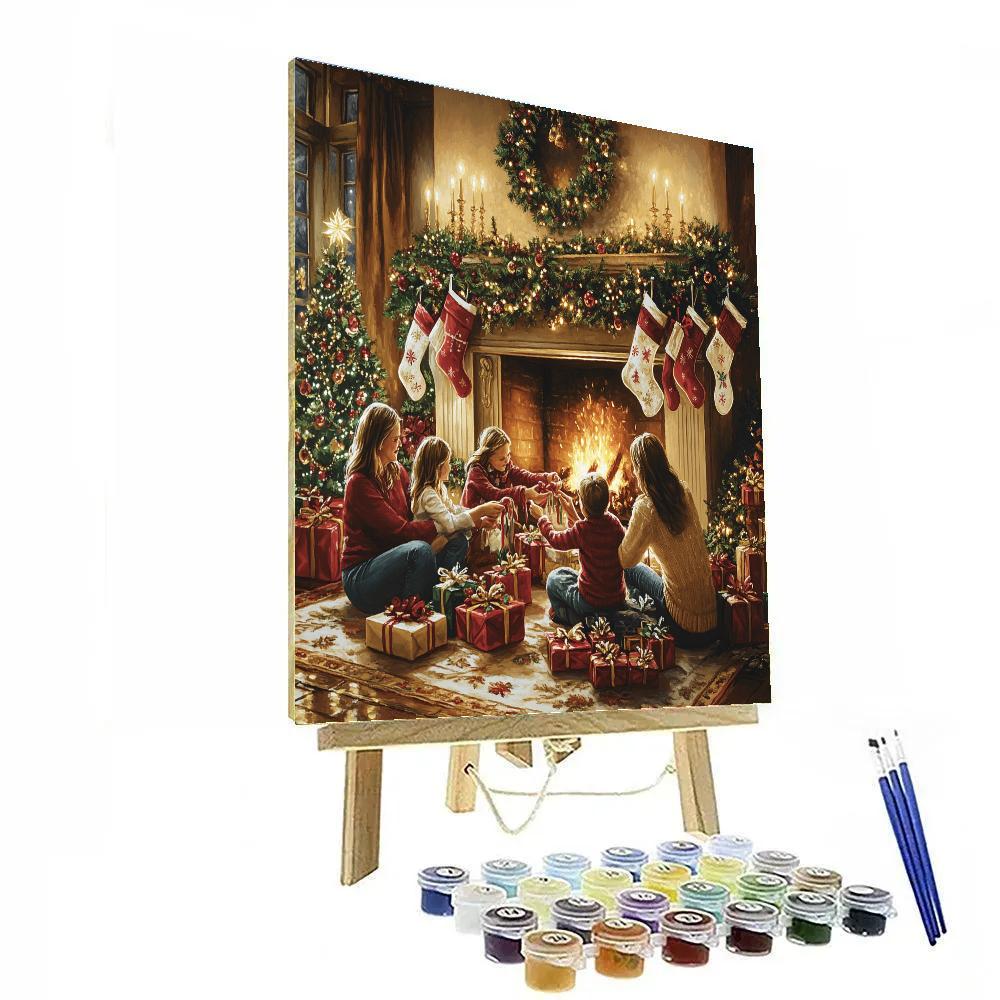 Garlanded Mantle Gathering DIY paint by numbers