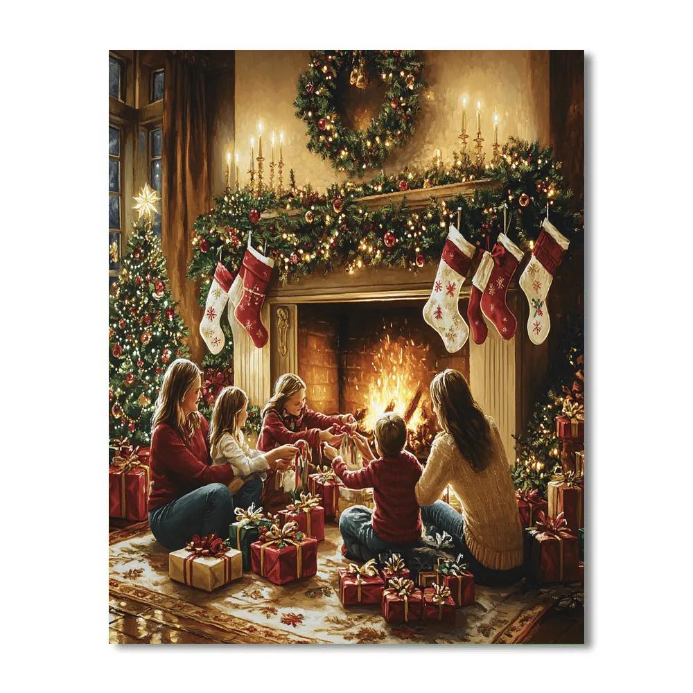 Garlanded Mantle Gathering DIY paint by numbers