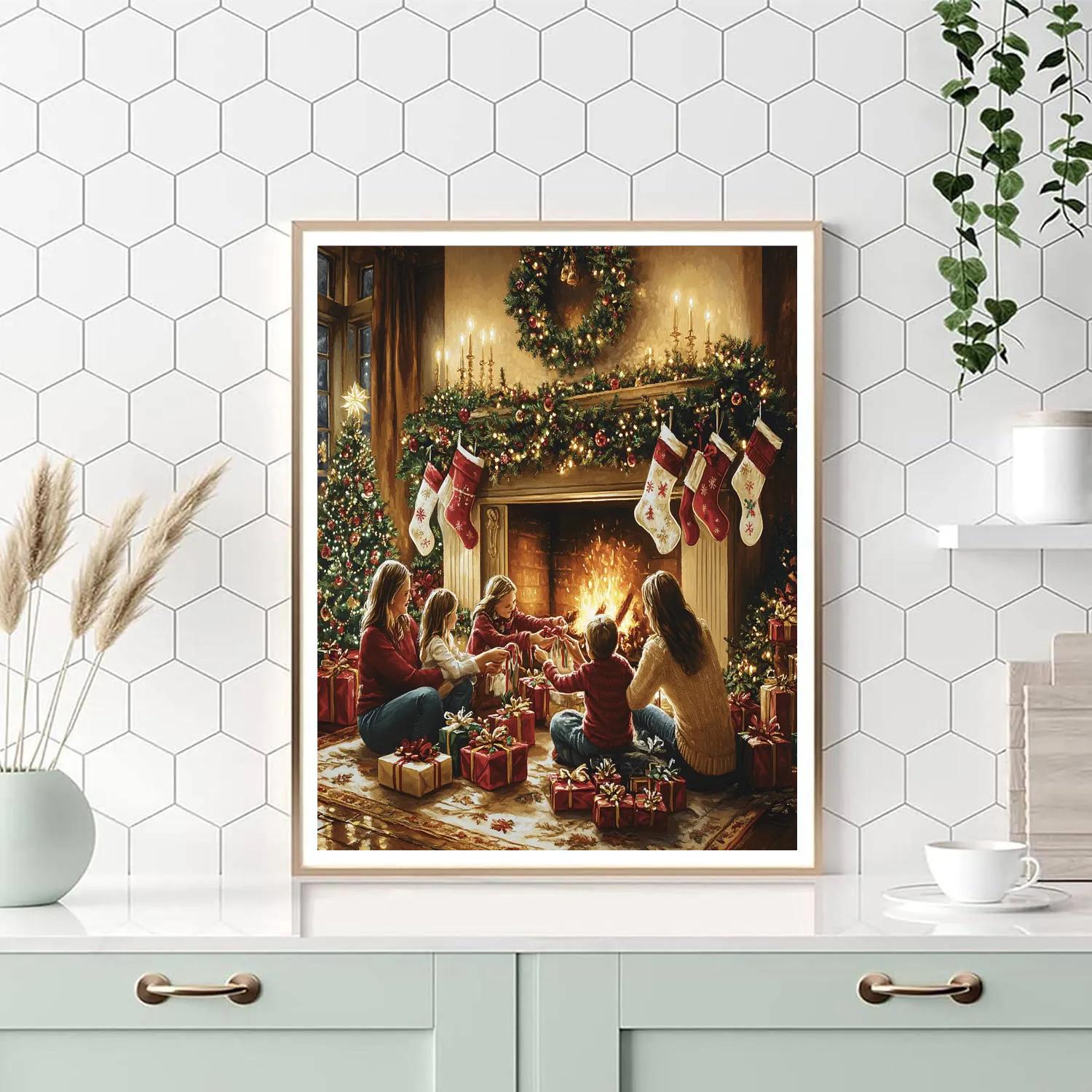 Garlanded Mantle Gathering DIY paint by numbers