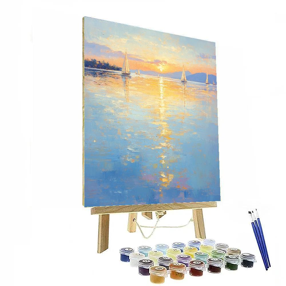 Claude Monet Inspired Evening Sail On Quiet Lake Painting by numbers kit