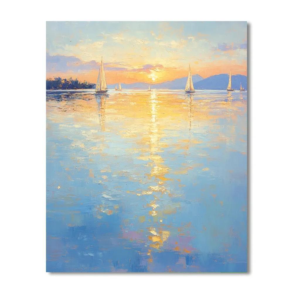 Claude Monet Inspired Evening Sail On Quiet Lake Painting by numbers kit
