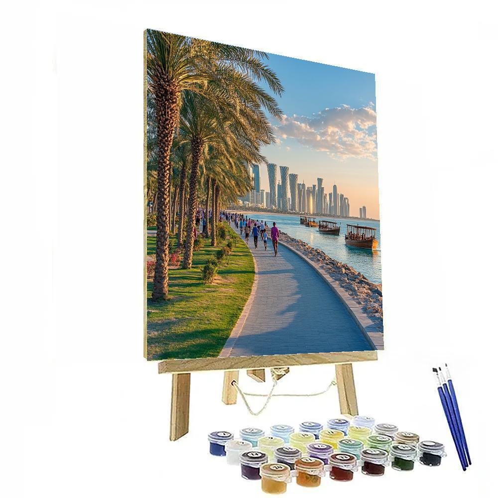 Iconic Corniche Of Doha Doha Qatar Paint by numbers kits
