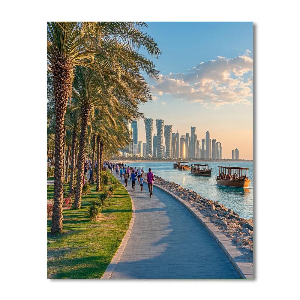 Iconic Corniche Of Doha Doha Qatar Paint by numbers kits