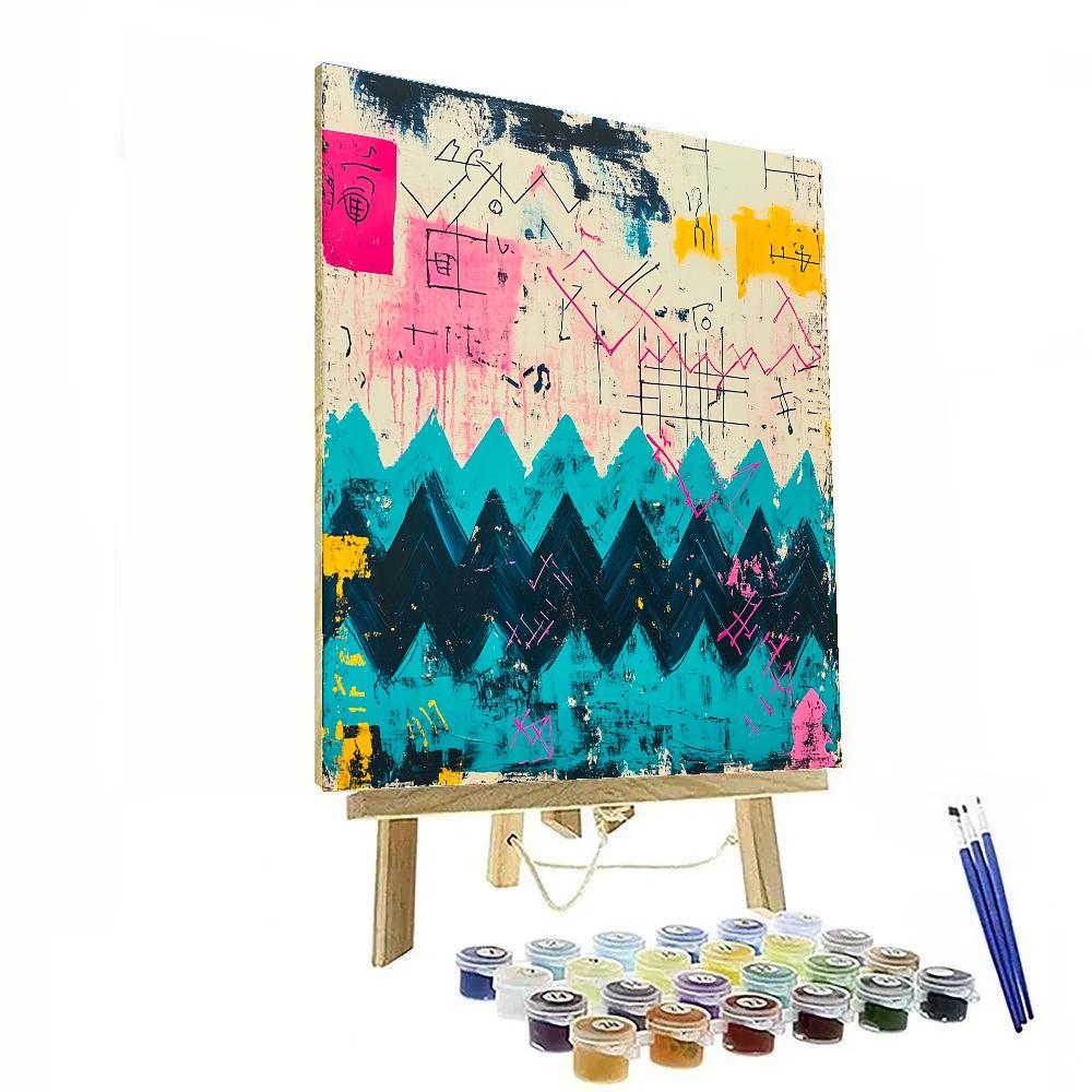 Jean-Michel Basquiat Inspired Quantum Tide Field Number painting