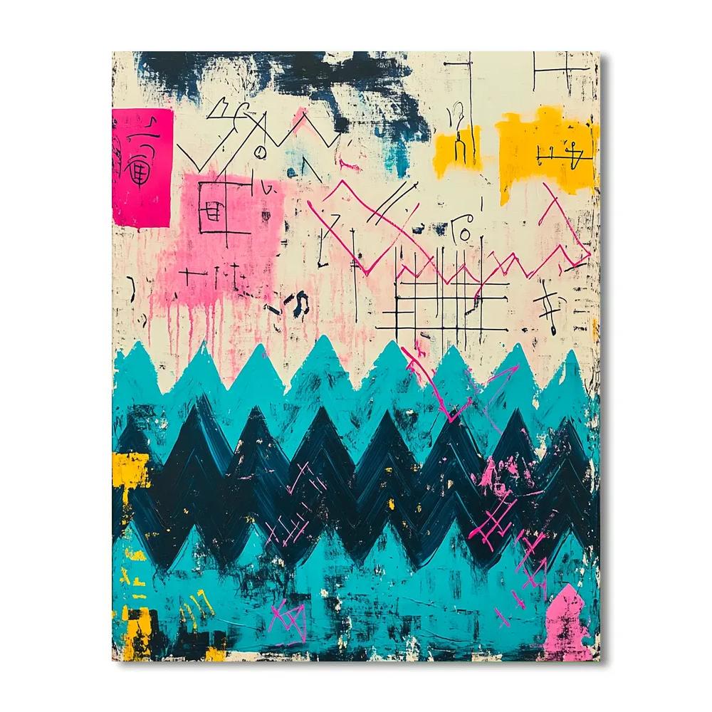 Jean-Michel Basquiat Inspired Quantum Tide Field Number painting