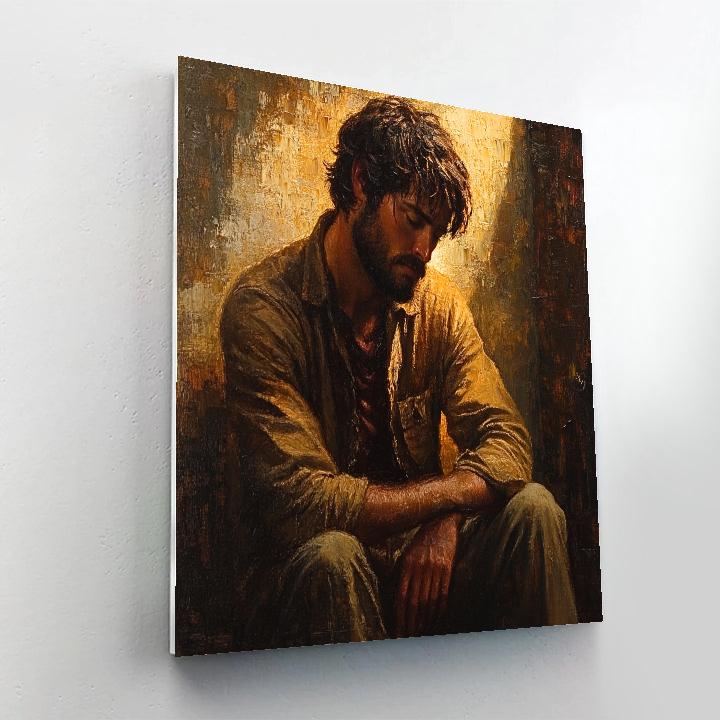 Rembrandt Inspired Dramatic Night Portrait Number painting