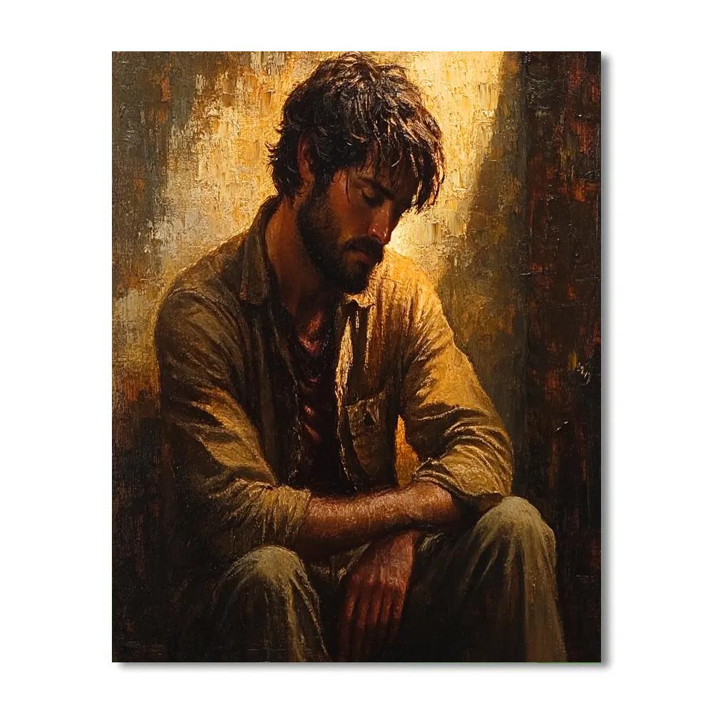 Rembrandt Inspired Dramatic Night Portrait Number painting