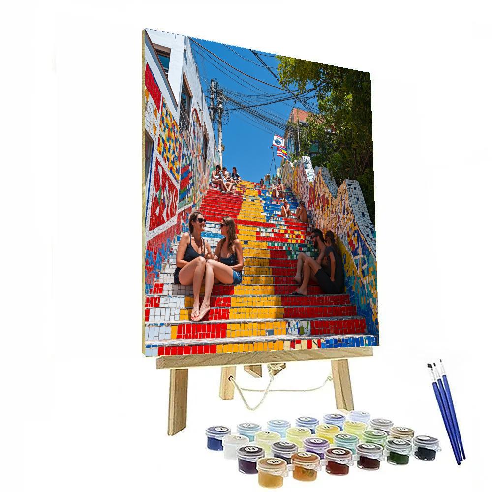 City Stairway Of The Escadaria Selaron Rio De Janeiro Brazil Paint by numbers art