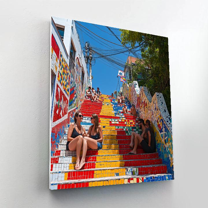 City Stairway Of The Escadaria Selaron Rio De Janeiro Brazil Paint by numbers art