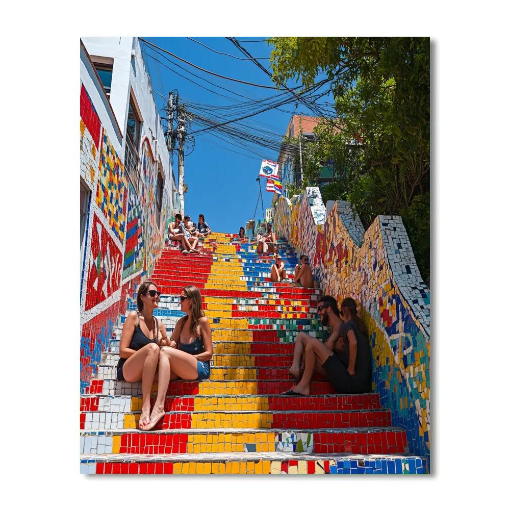 City Stairway Of The Escadaria Selaron Rio De Janeiro Brazil Paint by numbers art