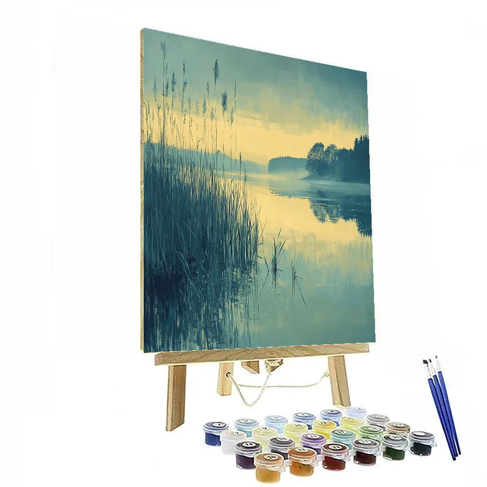 Claude Monet Inspired Lakeside Reeds At Dawn Paint by numbers art