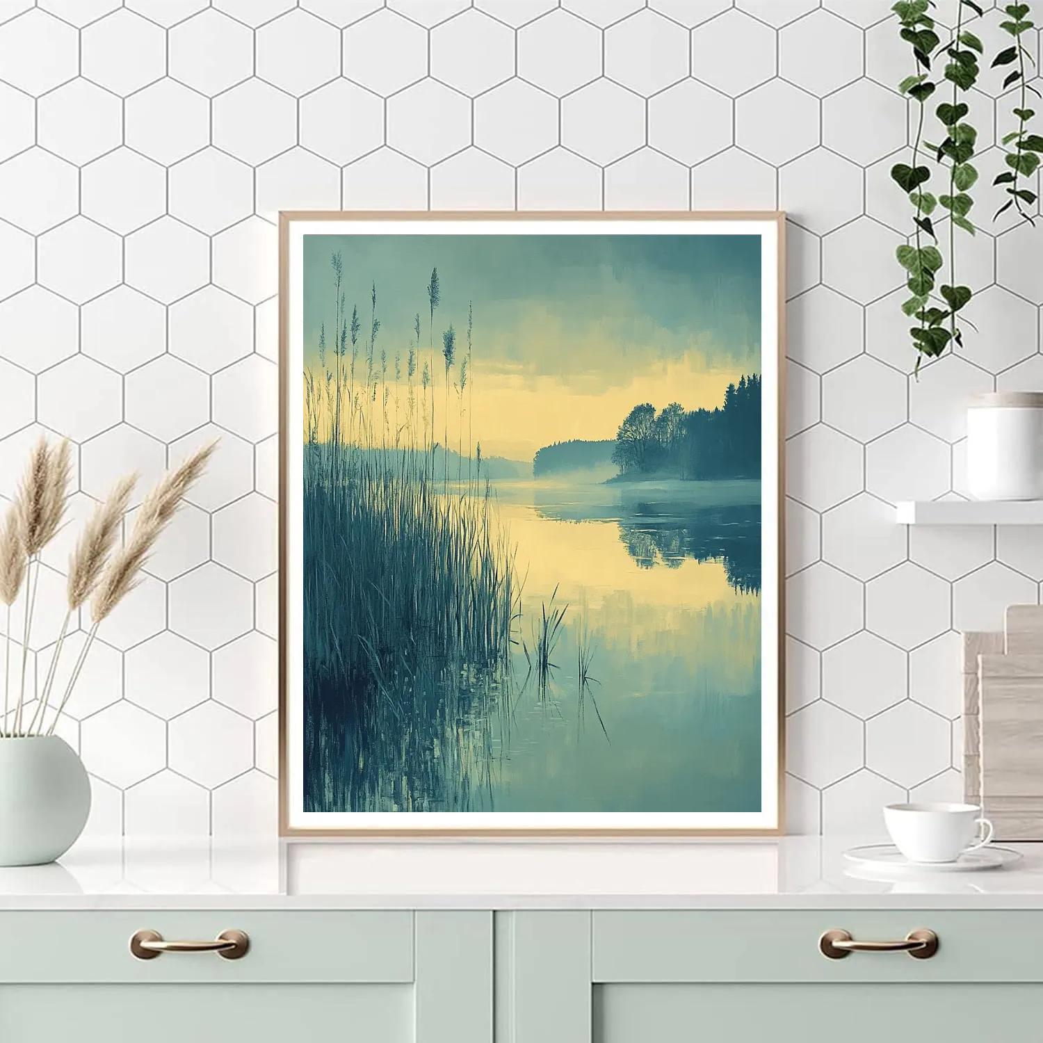 Claude Monet Inspired Lakeside Reeds At Dawn Paint by numbers art