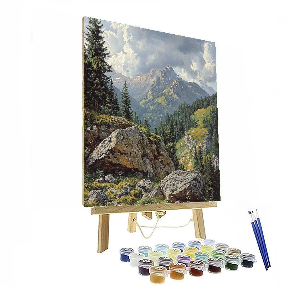 Gustave Courbet Inspired Rugged Mountain Scene Paint by numbers kits
