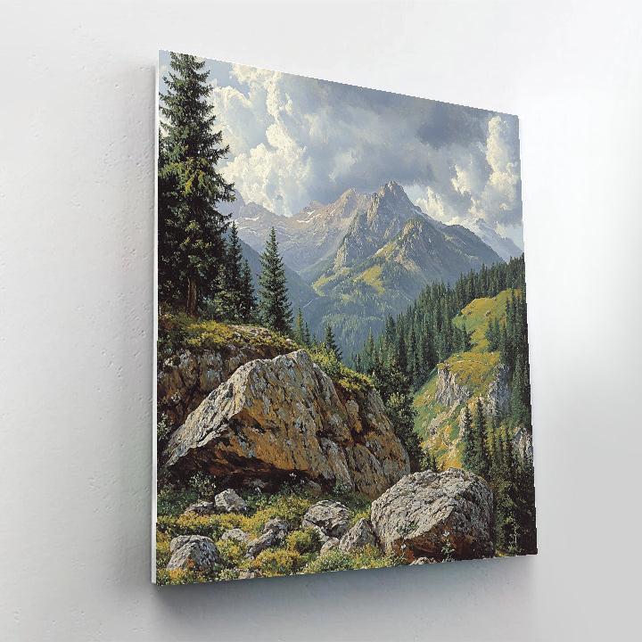 Gustave Courbet Inspired Rugged Mountain Scene Paint by numbers kits