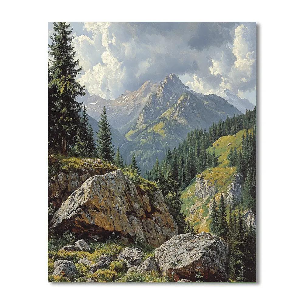 Gustave Courbet Inspired Rugged Mountain Scene Paint by numbers kits