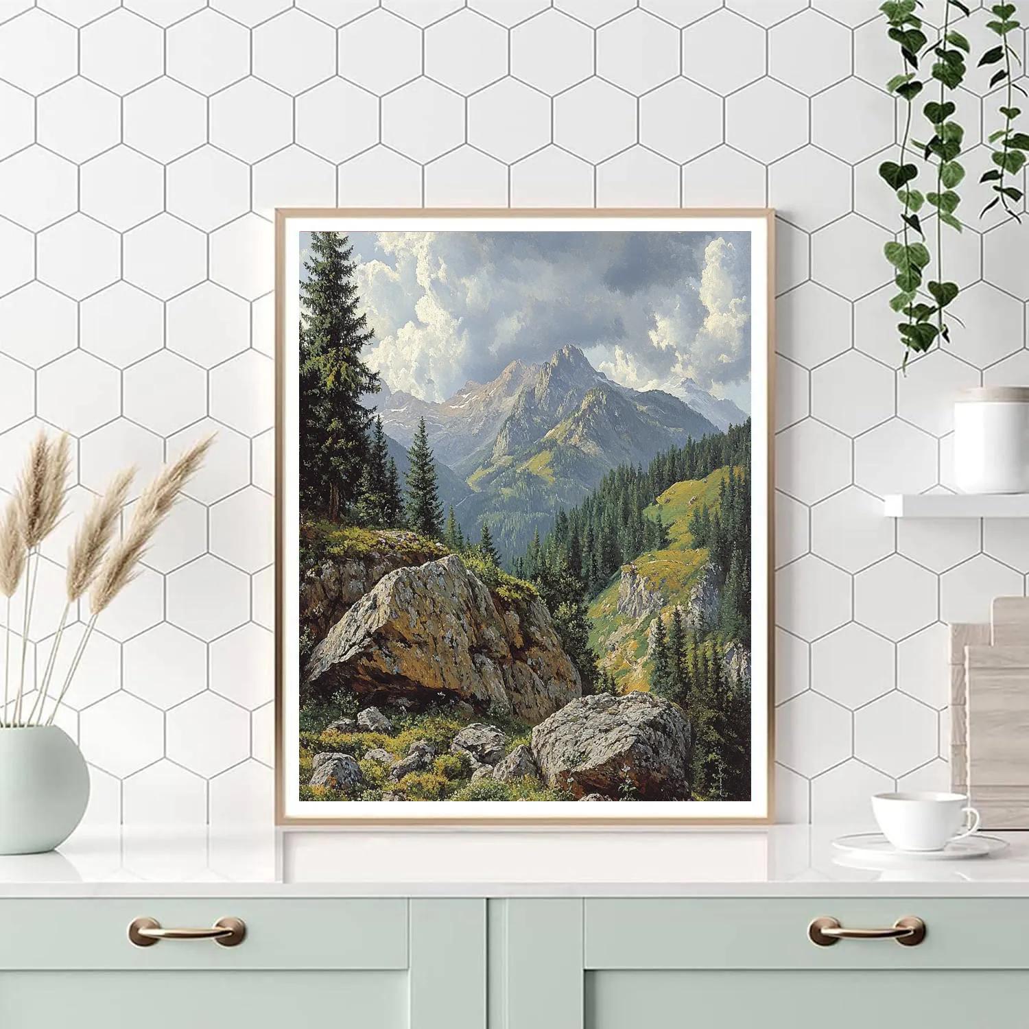 Gustave Courbet Inspired Rugged Mountain Scene Paint by numbers kits
