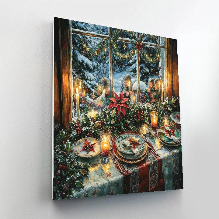 Snowy Window Supper paint by numbers