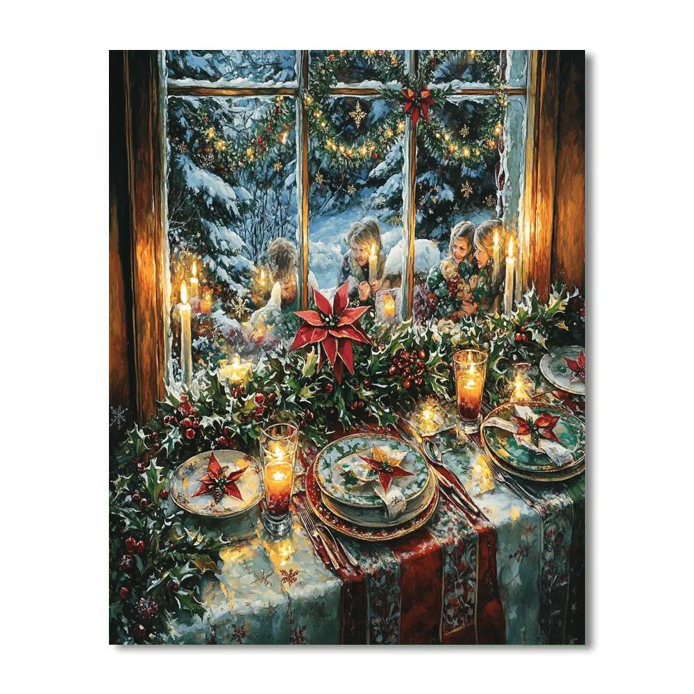 Snowy Window Supper paint by numbers