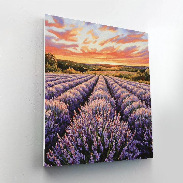 Claude Monet Inspired Sunset Over Lavender Fields paint by number