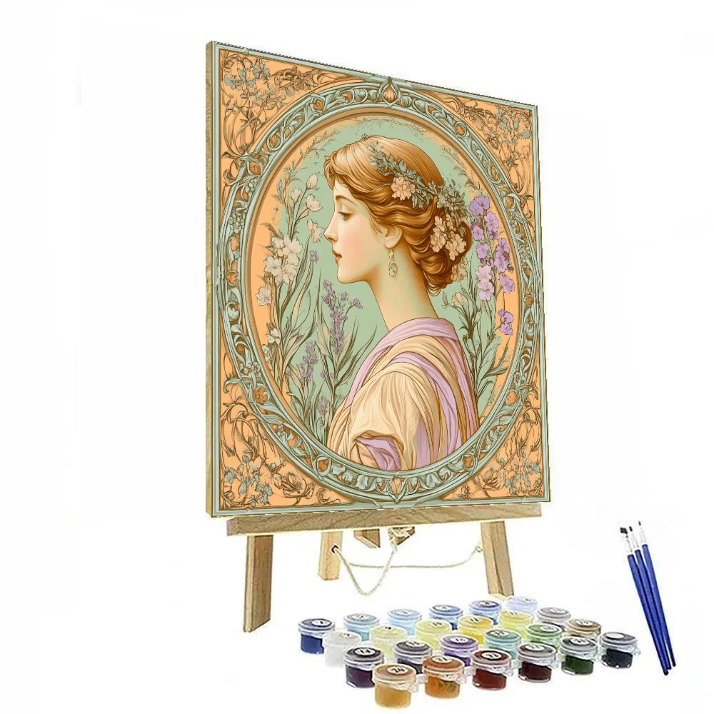 Alphonse Mucha Inspired Floral Poster Numbered painting kits