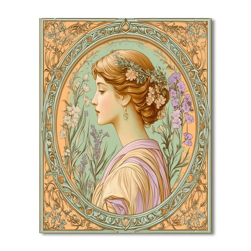 Alphonse Mucha Inspired Floral Poster Numbered painting kits
