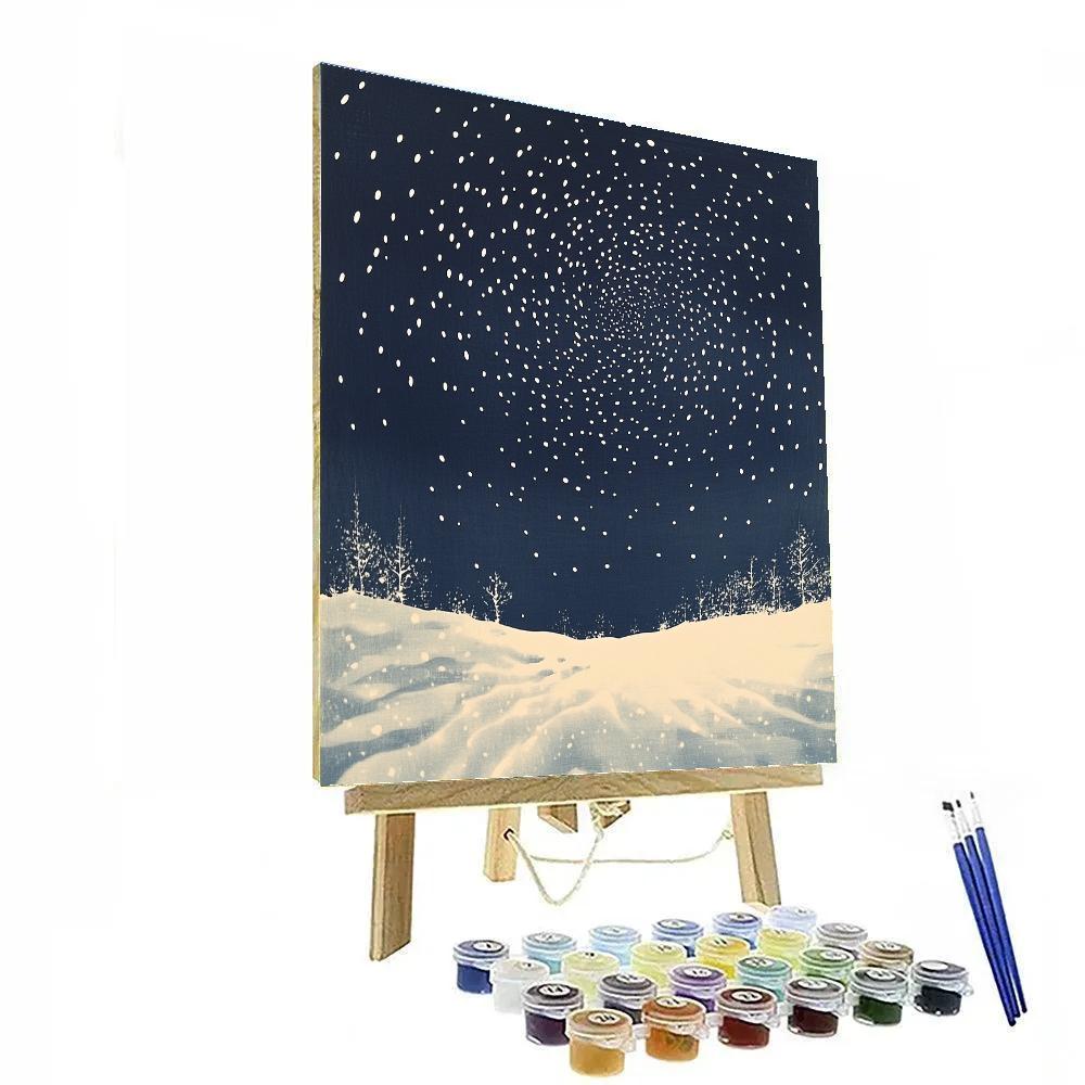 Hiroshige Inspired Winter Silence Of Starlit Snowfall Numbered painting kits