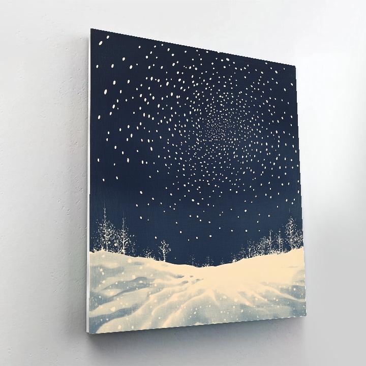 Hiroshige Inspired Winter Silence Of Starlit Snowfall Numbered painting kits